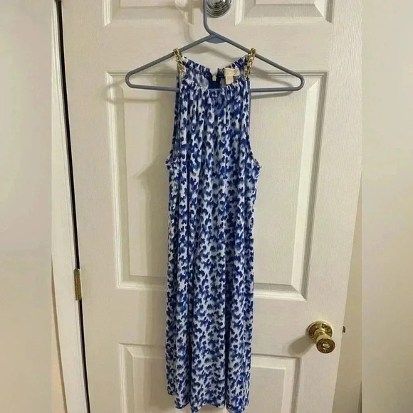 3/$60 Stunning Michael Michael Kors Chain Halter Dress in Twilight Blue Size S - Picture 5 of 7